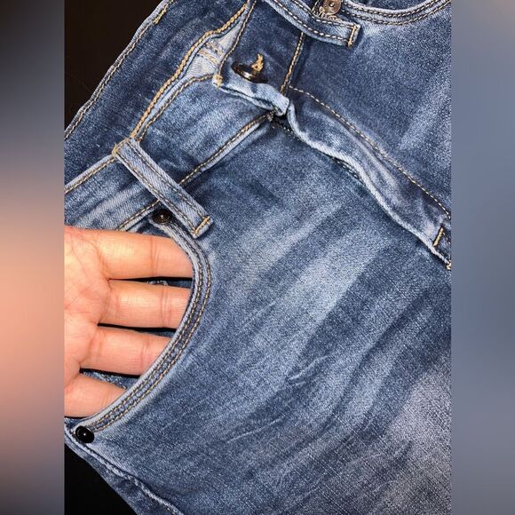 [BLANKNYC] Ruffle Flare Bottom Blue Denim Jeans Size 28 EUC - Picture 4 of 10